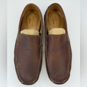 Clarks Ashmont Men's Light Tan Leather Driving Moccasin Loafer Shoes Size 9.5 M
